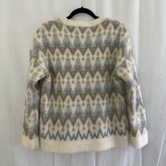Calvin Klein Women's Eyelash Knit Fair Isle Sweater In Porcelain Size Medium - Picture 7 of 9